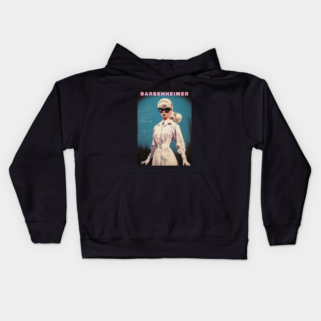 Barbie x Oppenheimer 2023 | BARBENHEIMER Kids Hoodie by Retro Travel Design